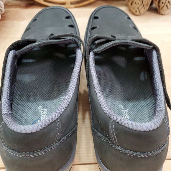 EUC Orthofeet Serene 891 Shoes Nubuck Leather Black T-Strap Comfort 10D Wide - Picture 9 of 13